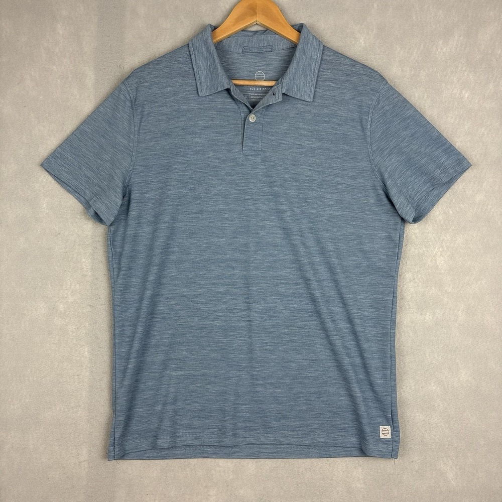 Marine Layer Air Polo Shirt Mens Medium Blue Short Sleeve Lightweight Golf Beach